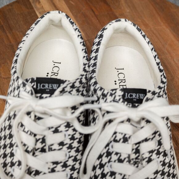 Designer J Crew Hounds Tooth Design Lace Up Sneakers Size 7 - Picture 6 of 9